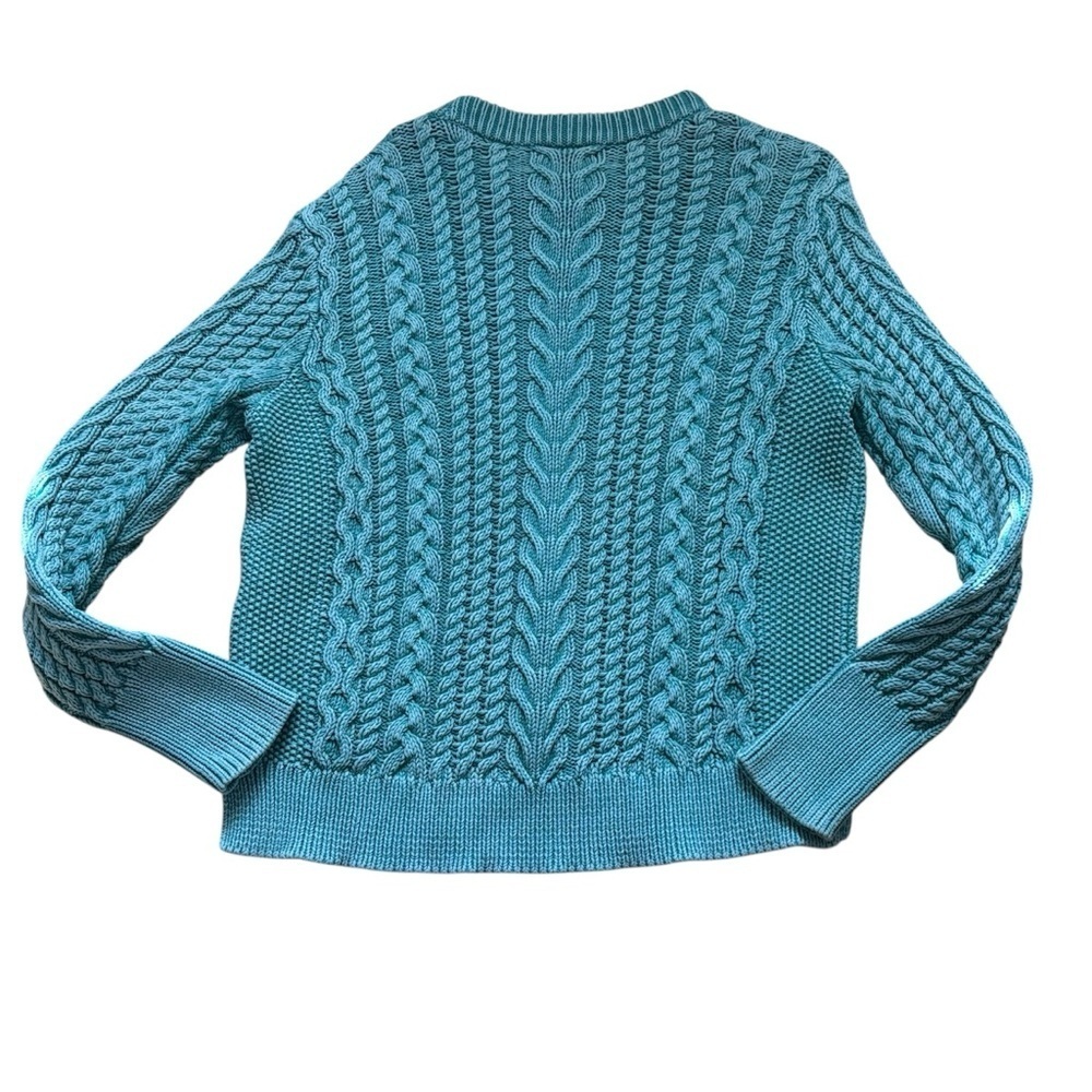 Vineyard Vines Cable Knit Sweater Womens Size Large Green Heavy Thick Winter - Picture 3 of 6